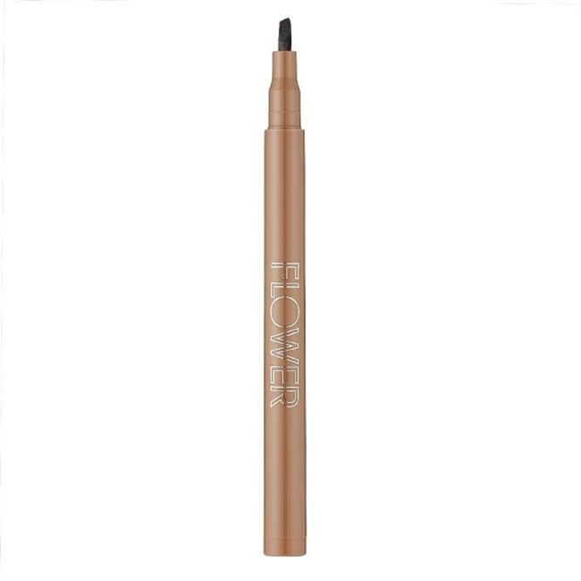 Flower Beauty Brow Vixen Tattoo Effect Stain - Smudge Proof, 12 Hr Wear Eyebrow Makeup with Chisel Tipped Applicator, Contains Aloe Vera & Vitamin E (Soft Brown)