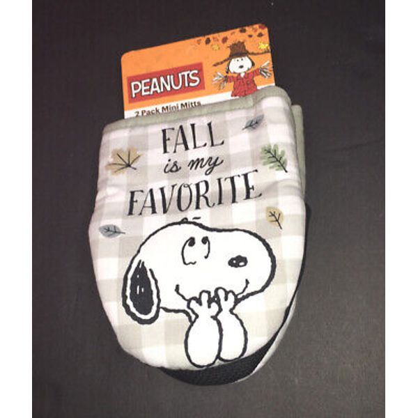 PEANUTS “FALL IS MY FAVORITE” MINI OVEN MITTS SNOOPY Kitchen Set 2 NWT