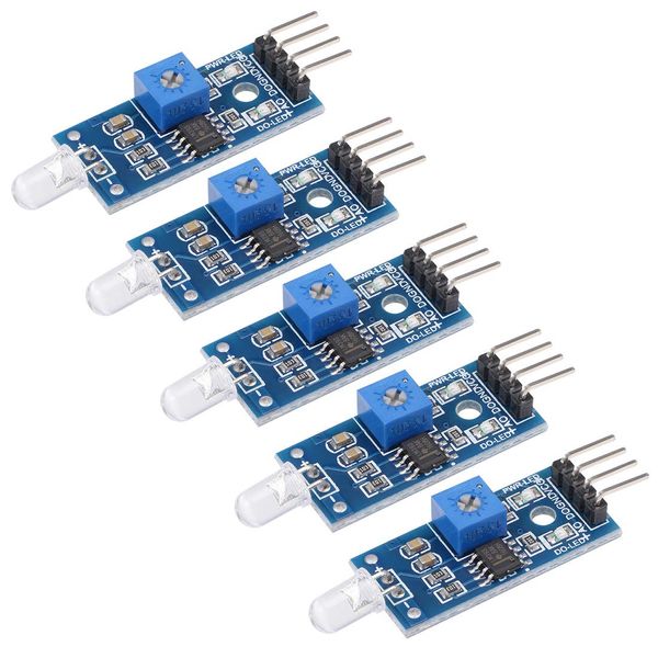sourcing map Photosensitive Diode Sensor Light Detection Photodiode Module with Digital and Analog Output for Smart Car 5pcs