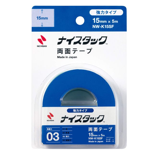 Nichiban NW-K15SF Double-Sided Tape Nystack (Strong), 0.6 inches (15 mm) x 16.4 ft (5 m)