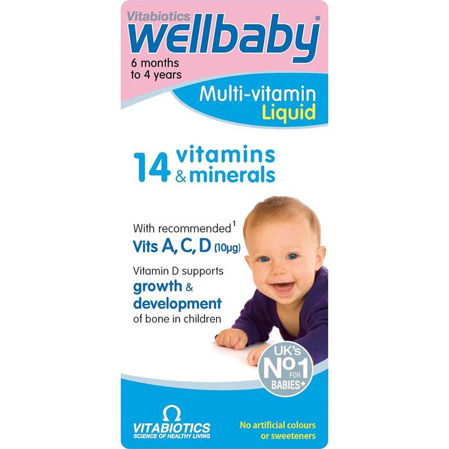 4 Pack Wellbaby 6 months - 4 Years Old, 14 Essential Mulivitamin (including Vitamin D) 150ml Per Bottle (600ml in Total)