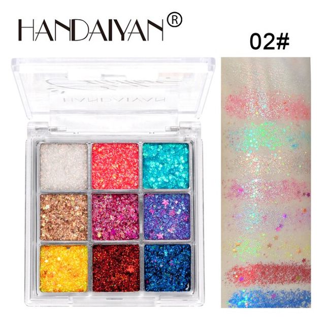 Lip Palette HANDAIYAN Glitter Face Eye Lips 9 Colors Shimmer Eyeshadow Palette Multifunction Ball Cosplay New Year Party Makeup