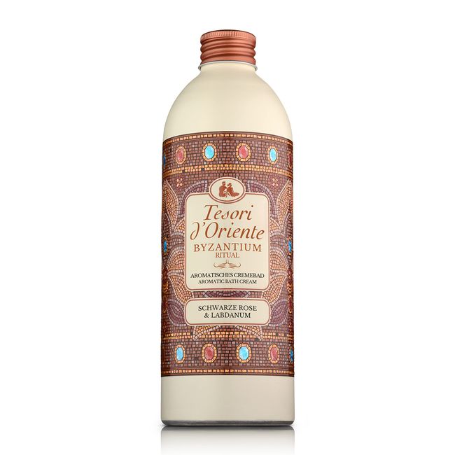 TESORI D’ORIENTE d'Oriente Cremebad 'Byzantium', 500 ml, aromatisches Bad mit schwarzer Rose und Labdanum, Körperpflege für die Badewanne, Ritual Körper & Sinne