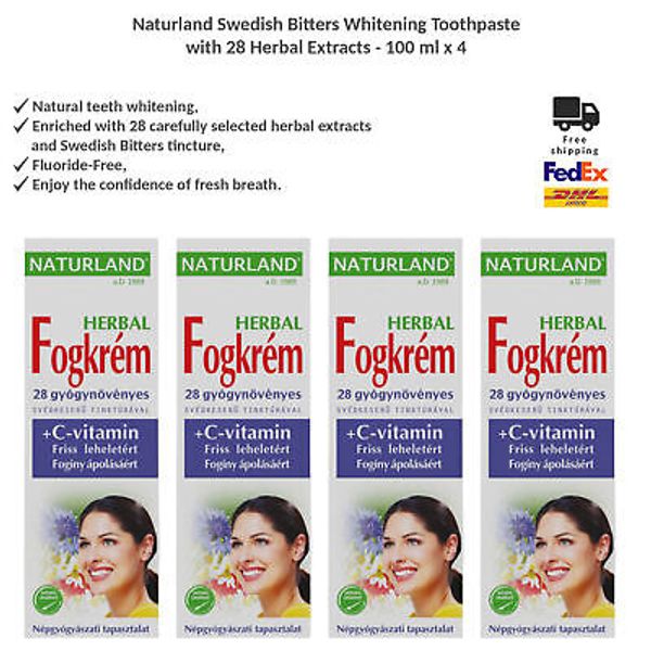 Naturland Swedish Bitters Whitening Toothpaste with 28 Herbal Extracts 4x100ml