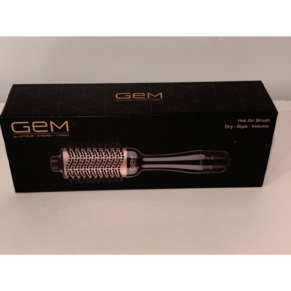 GEM Glamour Energy Magic Hot Air Styling Brush Black & Rose Gold New