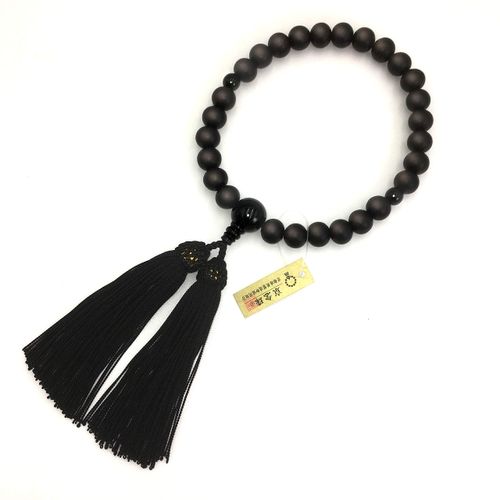 Lacquer Pludacter Japanese Beads (Premium Inden-Style Rosary Bag Included) for Men, Ebony, Matte, Can be Used in All Sect [With Kyoto Beads Manufacturers and Wholesalers Cooperative Association]