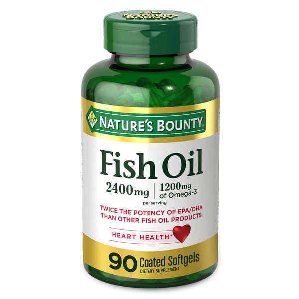 Nature’s Bounty Fish Oil, 2400mg, 1200mg of Omega-3, 90 Coated Softgels