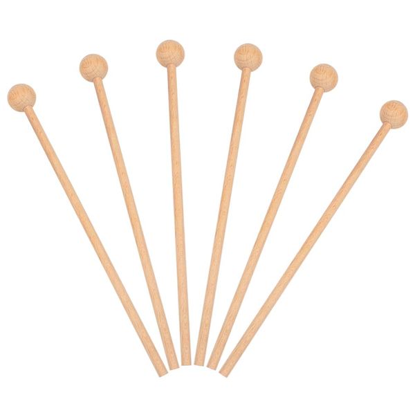 Holzschlägel 6 Stück Mallet Drumsticks Holz Marimba Schlägel Glockenspiel Schlägel Klangstäbe für Xylophon, Holzblock Glocken, Kinder Baby Musik Lernspielzeug