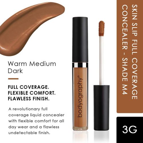 Bodyography Skin Slip Full Coverage Concealer - Flexible Comfort, Flawless Finish - Lightweight for all Day Wear Skin Hydration - Infused Vitamin E and Glycerin (Warm Medium)