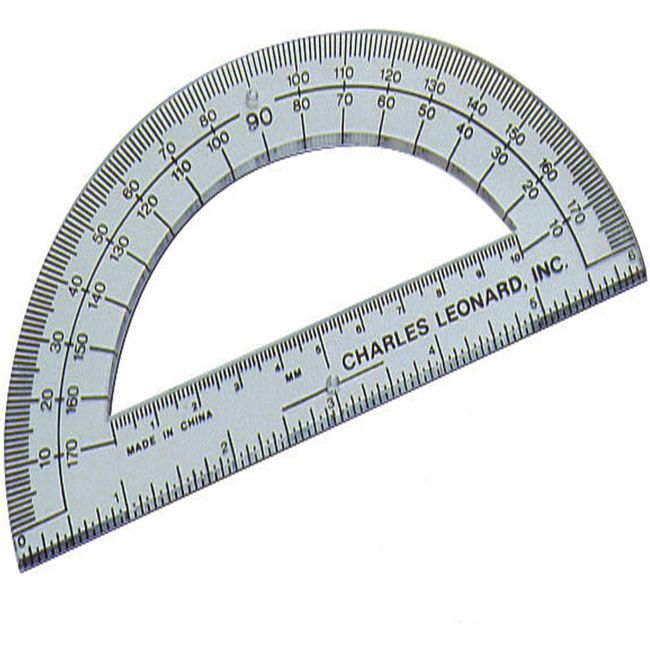 Charles Leonard 6-Inch Open Center Protractor with Ruler, Clear Plastic, 12-Count (77106)