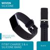 WITHit Replacement Band Compatible with Fitbit Charge 3/4 (1 Pack, Black Woven Silicone)