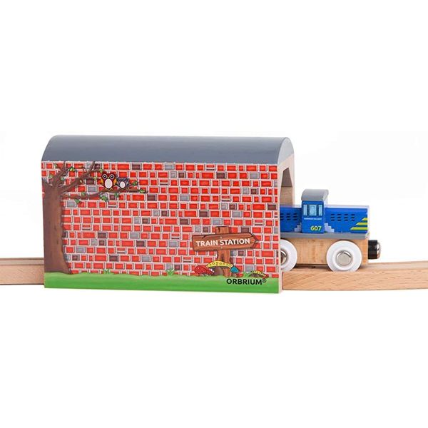 Orbrium® Toys Large Wooden Train Tunnel Track Compatible with Thomas Brio Chugginginton Set