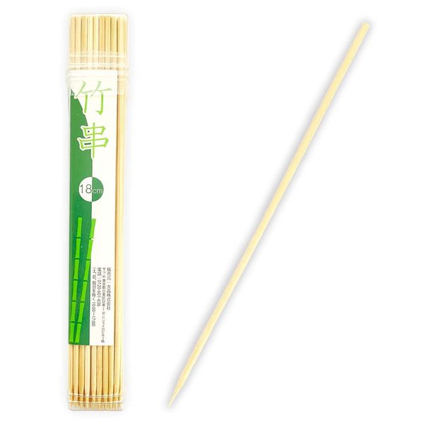 Bamboo Skewers, Length 7.1 inches (18 cm), Yakitori Vegetables, Skewers, Hygienic in Poly-Container Packaging, Pack of 100