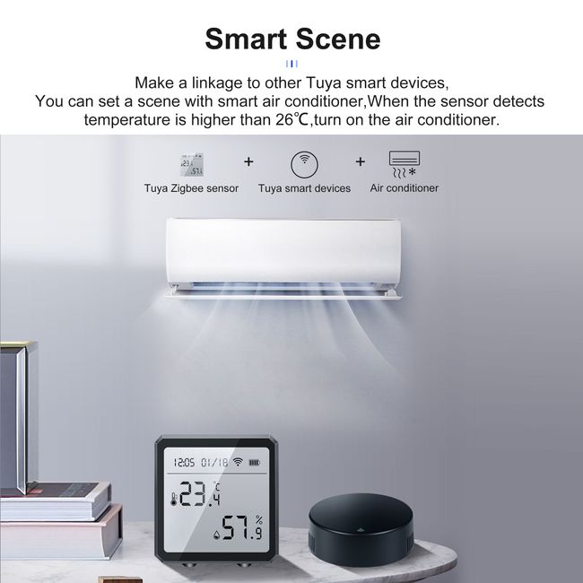 Tuya Zigbee Temperature and Humidity Sensor with LCD Screen Display Works  With  Google Home Assistant,Security & Sensor