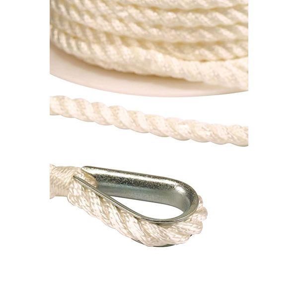 Attwood 11709-1 Premium Nylon Anchor Line Twist with Thimble.. Guaranteed Authenticity, 3/8" x 50 - Snap Hook