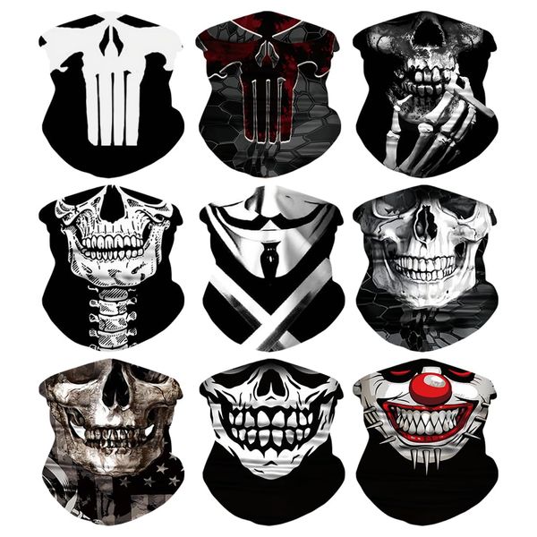 Meleager Multifunktionstuch Gesichtsmaske, Funktionstücher Totenkopf, 9 Stück Schlauchschal Halloween(s78-02), Elastische Schlauchtuch, Sturmmaske Halstuch Bandana Herren Damen für Laufen Wandern
