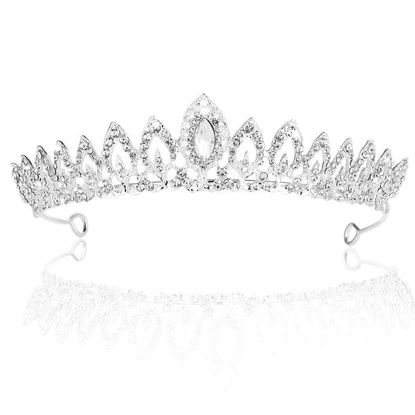 Abeillo Silver Crystal Tiara Crowns for Women, Rhinestone Tiaras Princess Queen Crown Girl Bridal Wedding Tiara Birthday Party Costume Prom Headband Hair Accessories