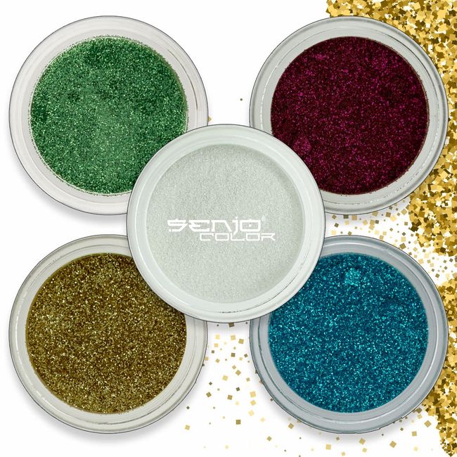 Bio Glitzer - Set 5 Glitter Farben für Gesicht und Körper Biologoisch abbaubar 25g Senjo Color