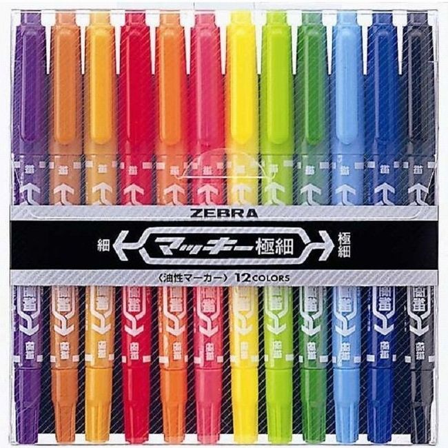 Zebra MCF-12C Permanent Marker, Mckee Ultra-fine, 12 Colors