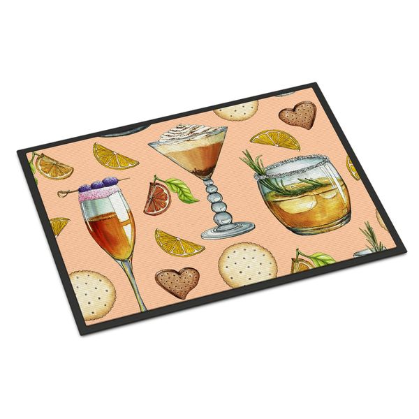 Caroline's Treasures BB5200MAT Drinks and Cocktails Peach Doormat 18x27 Front Door Mat Indoor Outdoor Rugs for Entryway, Non Slip Washable Low Pile, 18H X 27W