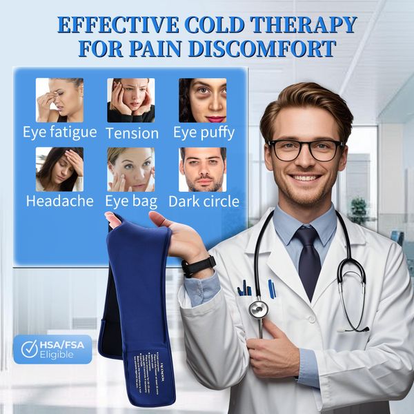 Cooling Gel Eye Mask Sleep - Puffy Eyes,Dark Circles,Migraine Relief, FSA HSA Eligible, FACEMOON Reusable Sleep Mask for Hot & Ice Cold Compress,Long-Lasting Comfort for Dry Eyes,Eye Strain(Blue)