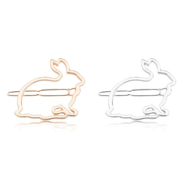 Rabbit Silhouette Barrettes - Gold and Silver (Silver)
