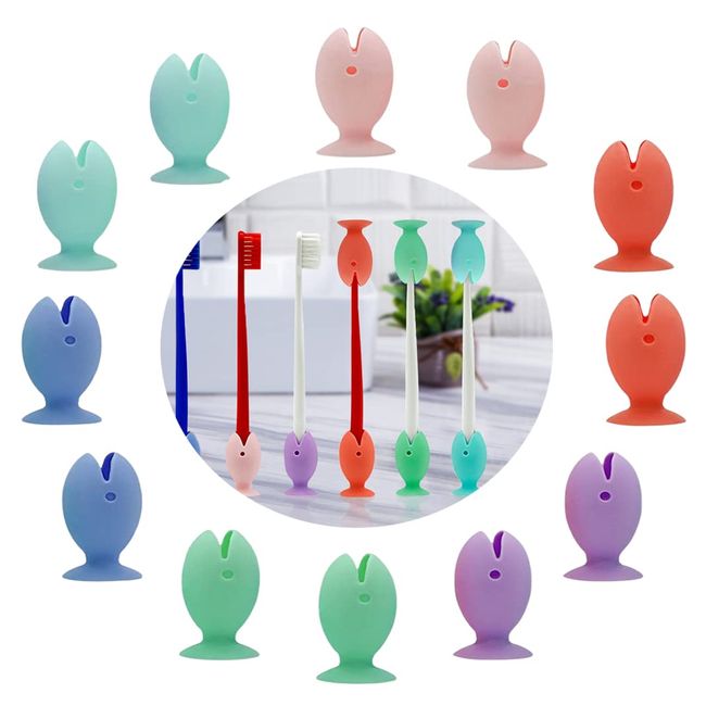 12 Pcs Fish Silicone Toothbrush Holders and Toothbrush Head Covers, 6 Pairs Toothbrush Caps for Travel, Toothbrush Holder for Kids, Mini Toothbrush Stand (Fish)