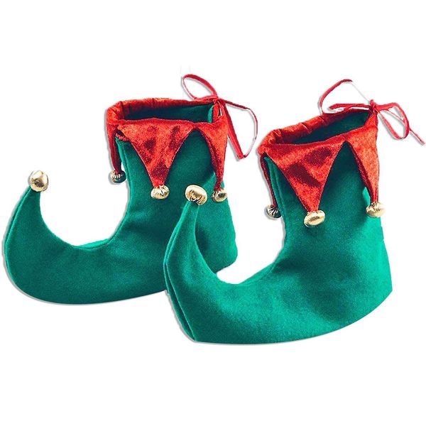 Sofias Closet Adults Deluxe Elf Elves Shoe Covers Novelty Red Green Curly Toe Boots Santa