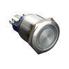 IP65 12V 25φ White LED Illumination Ring Alternate Push Switch Silver Body Waterproof
