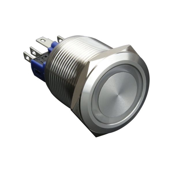 IP65 12V 25φ White LED Illumination Ring Alternate Push Switch Silver Body Waterproof