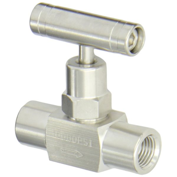 PIC Gauge NV-SS-1/4-HS-180-FXF 316 Stainless Steel Straight Needle Valve with Hydraulic Service Seat, 1/4" Female NPT x 1/4" Female NPT Connection Size, 10000 psi Pressure