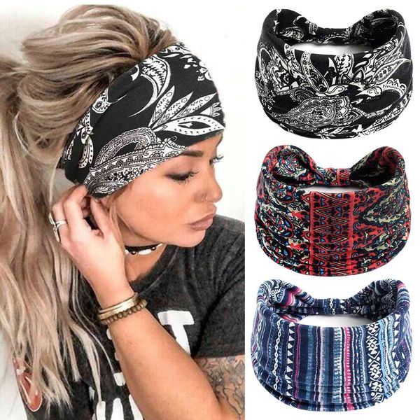 Zoestar Breites Stirnband Vintage Kopfwickel Geknotet Turban Haarbänder Schwarz Stirnband Stretch Twist Streifen Stirnbänder für Frauen und Mädchen (3 Stück)