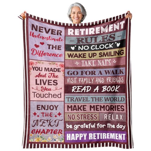 Retirement Gift for Woman, Retirement Gifts for Women Men 2025, Best Retirement Gifts Ideas, Happy Retirement Gifts for Women Mom Teacher Nurse Coworkers, Retirement Party Decorations Blanket 50"X60"
