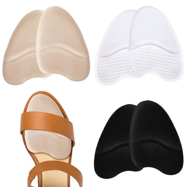 Metatarsal Pads for Women, 3 Pairs High Heel Inserts for Women, Ball of Foot Cushion, Shoe Pads Inserts for Heels Foot Pain Relief and Comfort (Beige+Black+Clear)