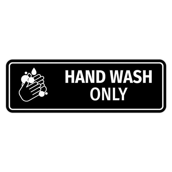 Standard Hand Wash Only (Bubbles) Sign (Black) - Small