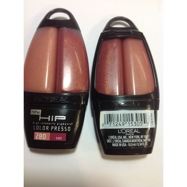 2 X L'Oreal HiP Color Presso Lip Gloss CHIC #280 NEW.