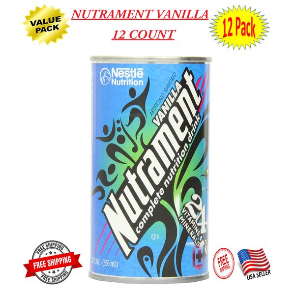 Nutrament Energy and Fitness Drink, Vanilla, 12oz Cans (Pack of 12) - Bulk Deal