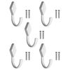 Fuxxer 5 x Solid Iron Hooks, Coat Hooks, Set of 5, White