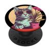 Nice gardening Potted plants with funny cat face PopSockets Swappable PopGrip
