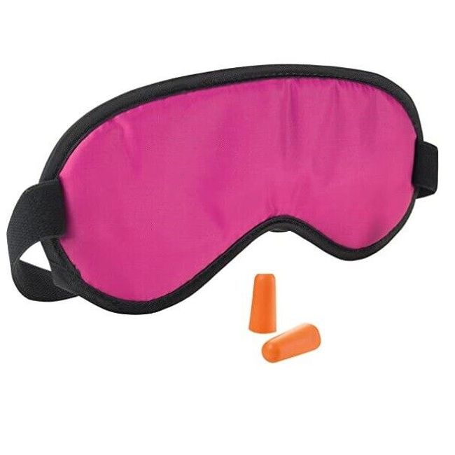 2 Pack- Travel Smart Eyeshade and Ear Plugs Set *1 Pink, 1 Black*