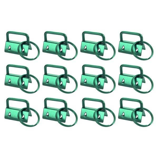 12Pcs 25mm Key Fob Hardware with Keychain Ring for Webbing Green