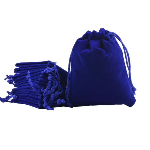 Sansam 50pcs Small Royal Blue Drawstrings Velvet Gift Bags Jewelry Pouches for Wedding Favors, Candy Bags, Party Favors, 2.0''x2.8''