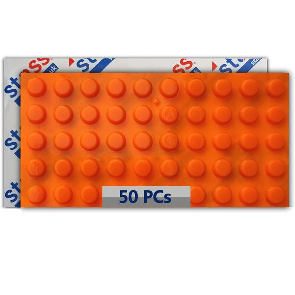 Orange Rubber Feet, 8mm * 3mm (50 pcs) Self Adhesive Bumpers for Visually Impaired, Oven Knobs, Telephone Buttons, Microwave Dials, TV Remote Control, Oven Hob, Household Keys, Plug Sockets