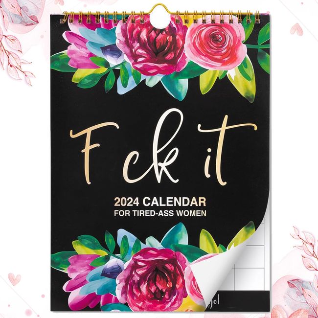 2024 Wall Calendar for Women | Funny Sweary Monthly Planner Gag Gift | Fu-ck it 2024 Home Office Hanging Calendar