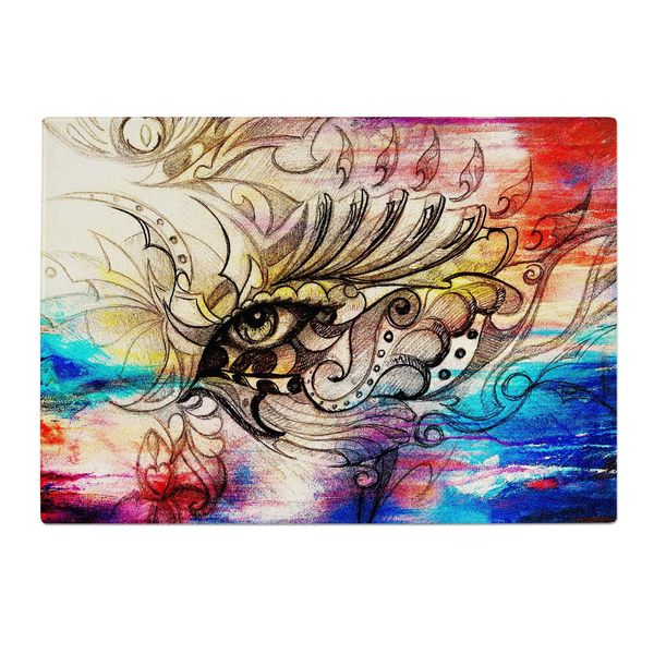 Eye Colourful Retro Kitchen Worktop Protector Saver Glass Chopping Board
