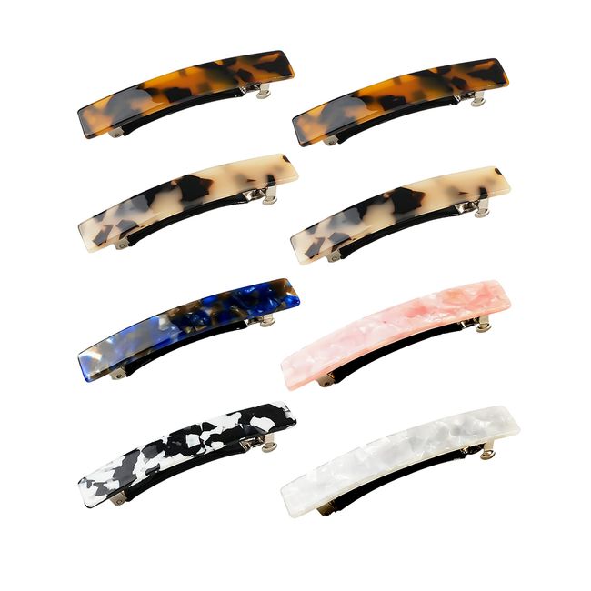 Hair Barrettes For Women, 8 Pcs Tortoise Shell Hair Barrettes, Acetate Hair Barrettes French Design, Hair Barrettes For Women Thick Thin Hair