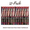 12-PACK! REACH Total Care Floss Clean Toothbrush Assorted, Floss-Like Bristles