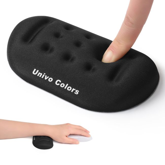 UnivoColors Mouse Wrist Rest Wrist Rest, Reduce Fatigue, Breathable, No Irritation to Skin, Ergonomic Design, Soft Material, Stress Relief, with Massage Hole (Black)