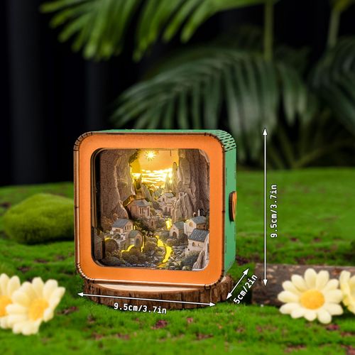 3D Wooden Puzzle Night Light, Valley Village DIY Puzzles for Adults, Eye Care Night Light with Touchable Switch, Personalized Gifts for Family Friend DIY Puzzle Lover