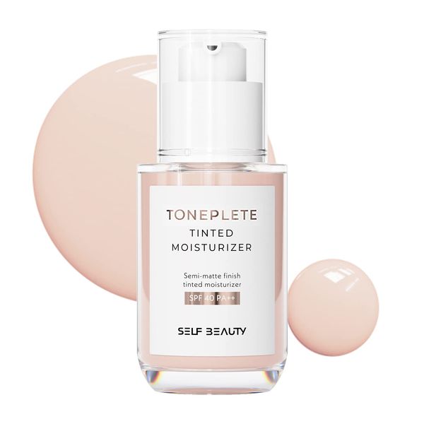 self beauty Toneplete Tinted Moisturizer Serum for Face with SPF 40| Tinted Mineral Sunscreen Moisturizer| Pore-minimizing Primer| Rosy Peach shade| Vegan| Cruelty-free| 33ml